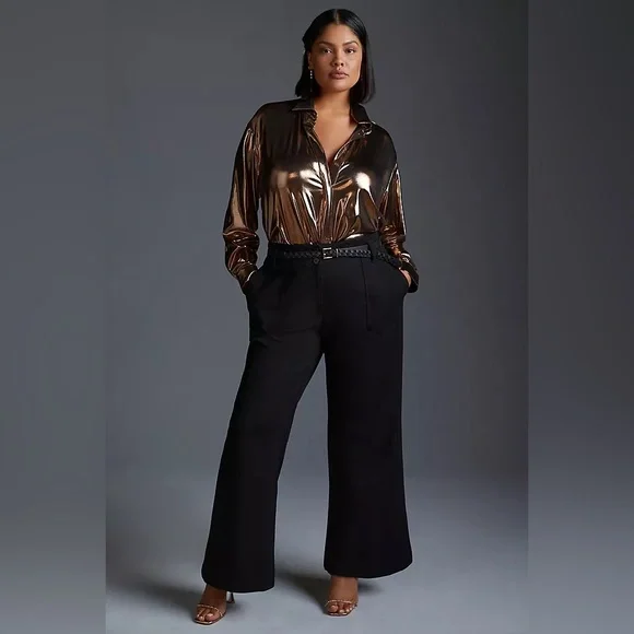 Anthropologie: The Naomi Ponte Wide-Leg Flare Pants by Maeve - Picture 1 of 7